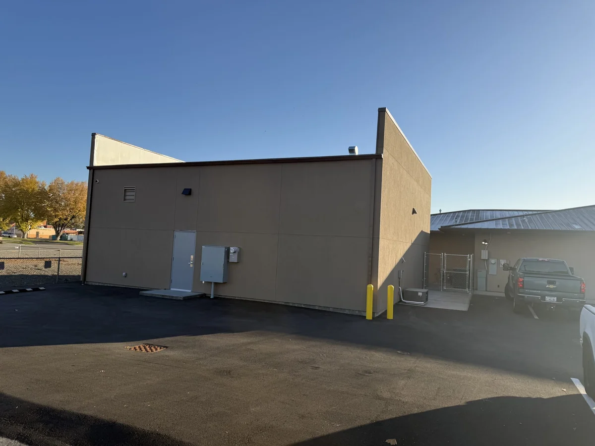 Service wall and utility area at Franklin County Coroner's Office morgue